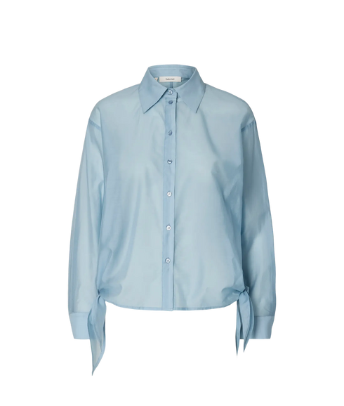 Iris Relaxed Ls Tie Detail Shirt B - Blue