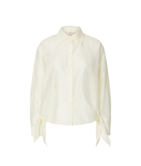 Iris Relaxed Ls Tie Detail Shirt B - White