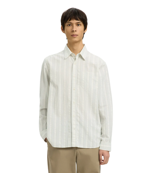 Regfreddie Mix Seersucker Ls Shirt - White