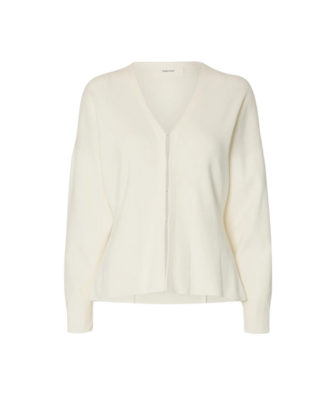 Anemone Ls Knit Waisted Cardigan - White