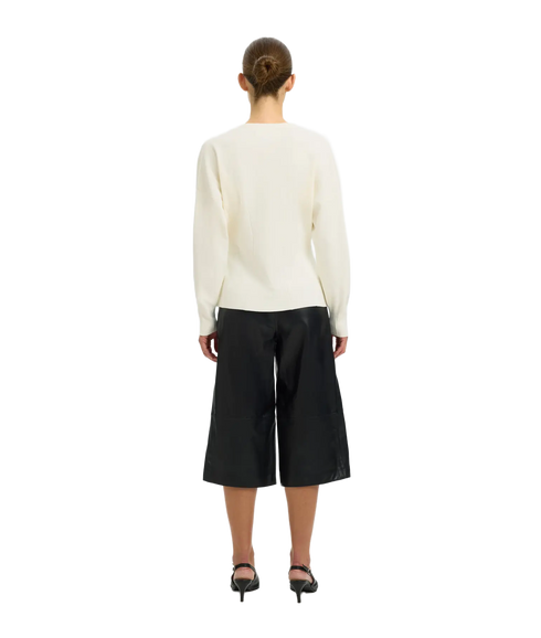 Anemone Ls Knit Waisted Cardigan - White
