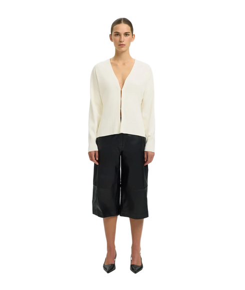 Anemone Ls Knit Waisted Cardigan - White