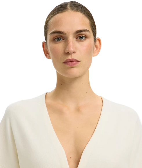 Anemone Ls Knit Waisted Cardigan - White