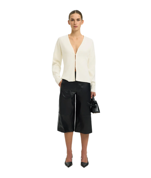 Anemone Ls Knit Waisted Cardigan - White