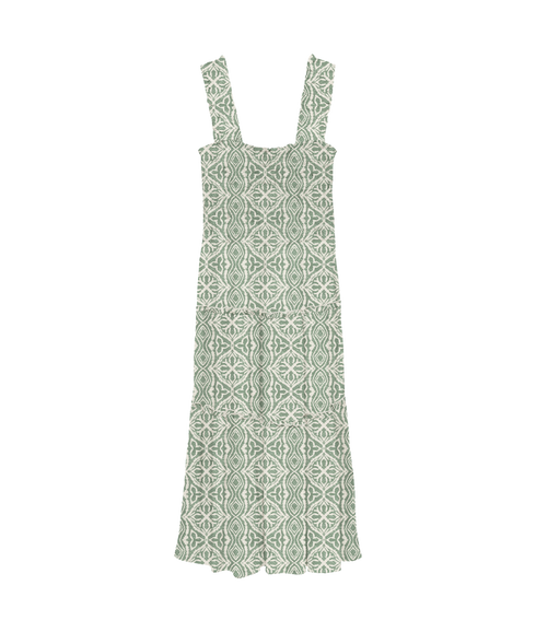Menny Sl Smock Calf Dress Wvn Ga - Green
