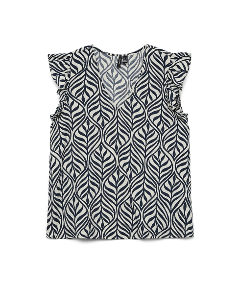 Josie Sl V-Neck Top Wvn Ga - Grey