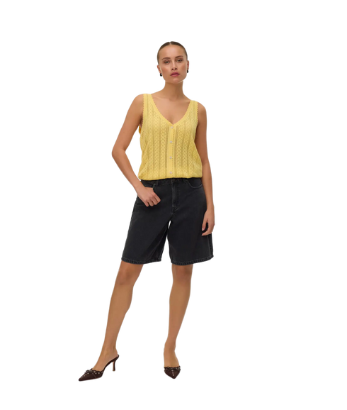 Lux Light Sl 2-Way V-Neck Top Se - Yellow