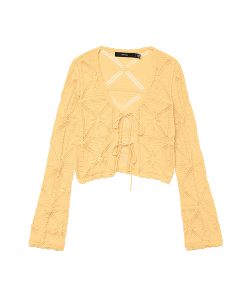 Lola Ls V-Neck Bow Cardigan - Yellow