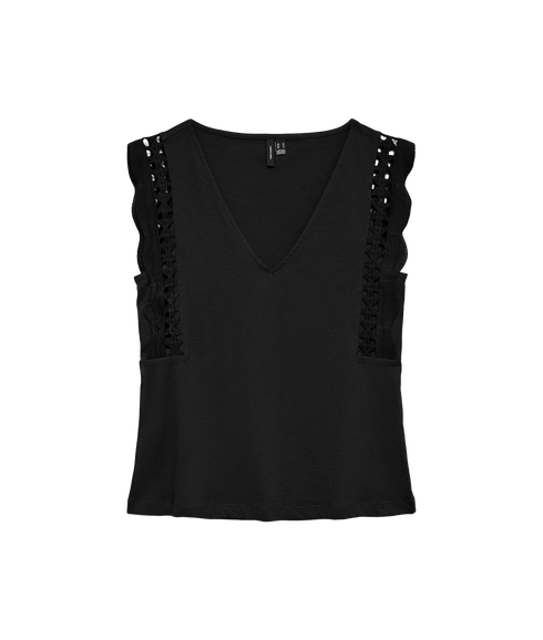 Gabby Sl V-Neck Top Jrs Ga - Black