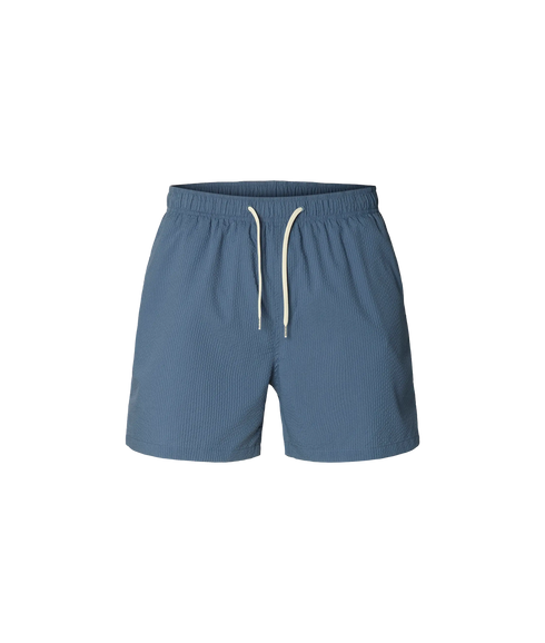 Cooper-Seersucker Swimshorts - Blue