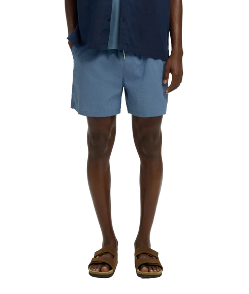 Cooper-Seersucker Swimshorts - Blue