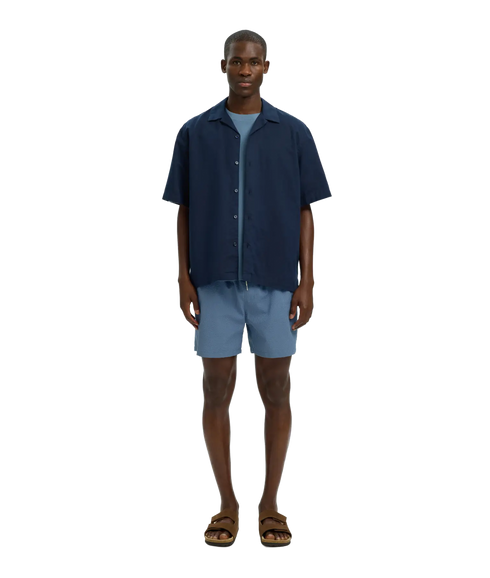 Cooper-Seersucker Swimshorts - Blue