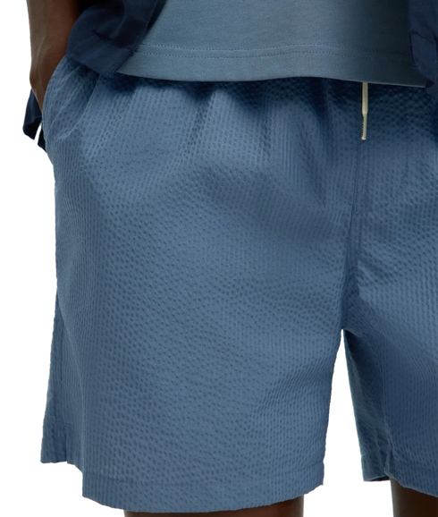 Cooper-Seersucker Swimshorts - Blue