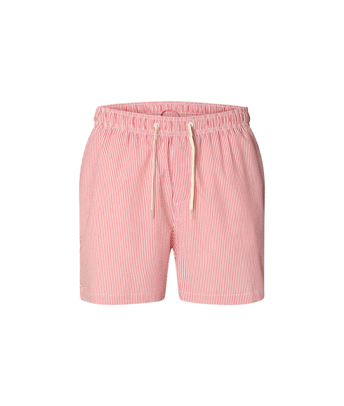 Cooper-Seersucker Swimshorts - Red