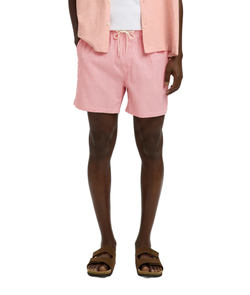 Cooper-Seersucker Swimshorts - Red