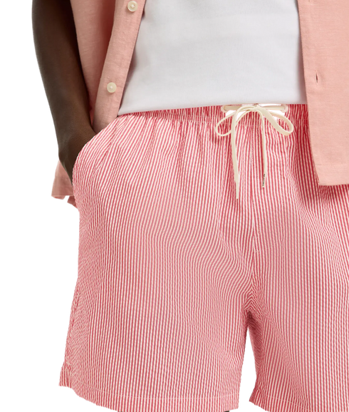 Cooper-Seersucker Swimshorts - Red