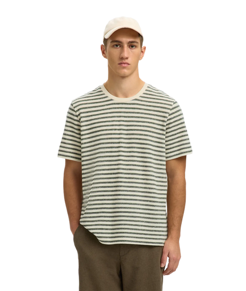 Kevin Stripe Ss O-Neck Tee - White