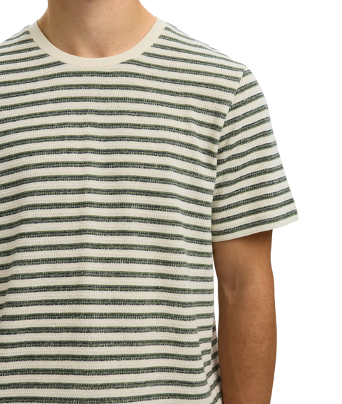 Kevin Stripe Ss O-Neck Tee - White