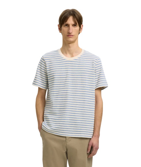 Kevin Stripe Ss O-Neck Tee - White
