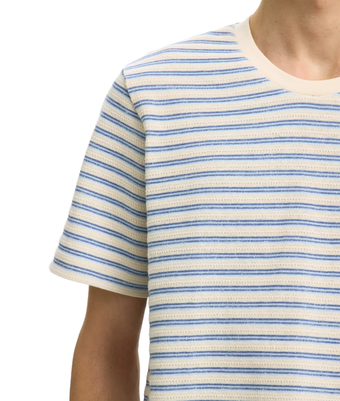 Kevin Stripe Ss O-Neck Tee - White