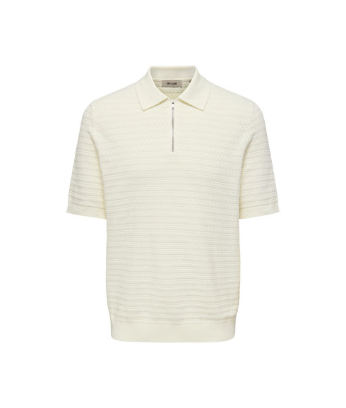 Menu Reg Ss Structure Polo Knit - White