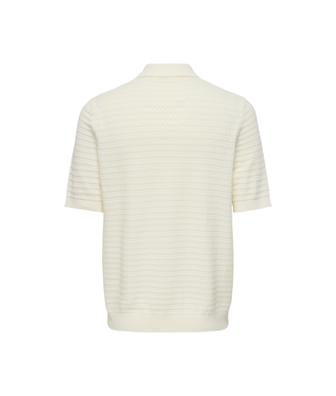 Menu Reg Ss Structure Polo Knit - White