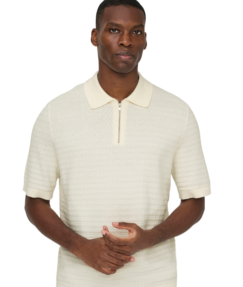 Menu Reg Ss Structure Polo Knit - White