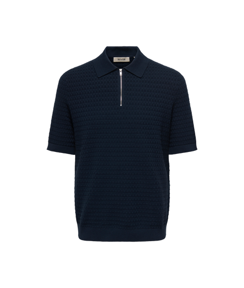 Menu Reg Ss Structure Polo Knit - Blue