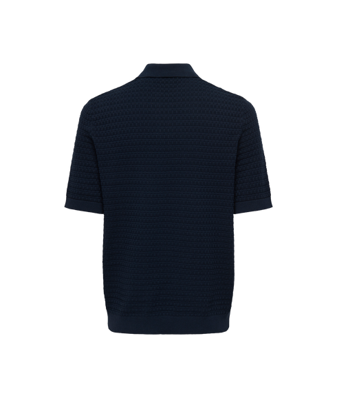 Menu Reg Ss Structure Polo Knit - Blue