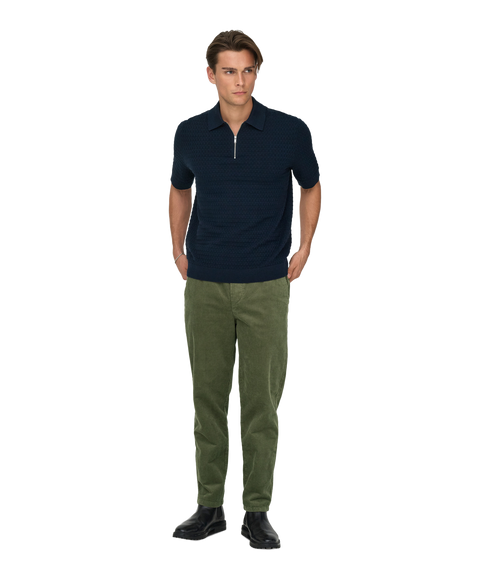 Menu Reg Ss Structure Polo Knit - Blue