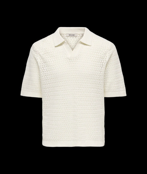 Nyle Life Reg 5 Ss Split Polo Knit - White