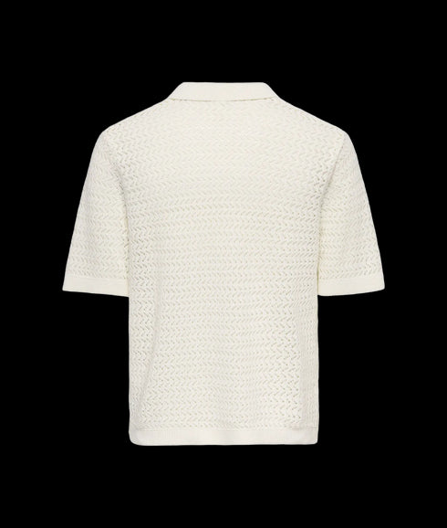 Nyle Life Reg 5 Ss Split Polo Knit - White