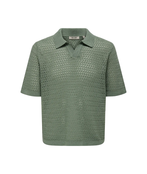 Nyle Life Reg 5 Ss Split Polo Knit - Green