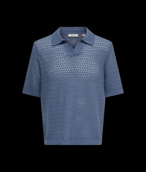 Nyle Life Reg 5 Ss Split Polo Knit - Blue