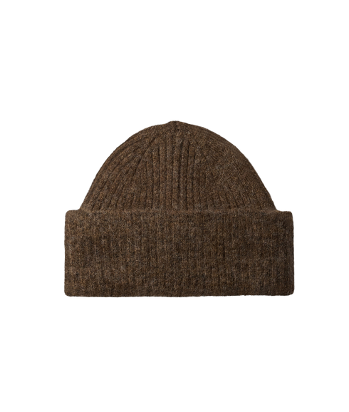Lulu Wool Blend Knit Beanie - Brown