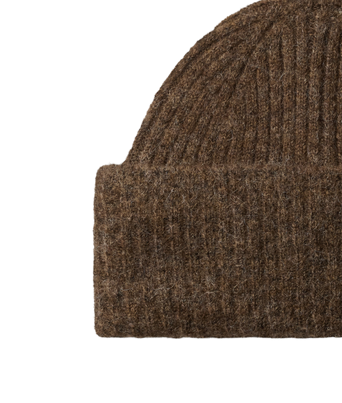 Lulu Wool Blend Knit Beanie - Brown