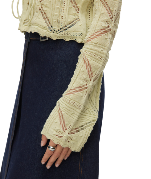Lola Ls V-Neck Bow Cardigan - Green