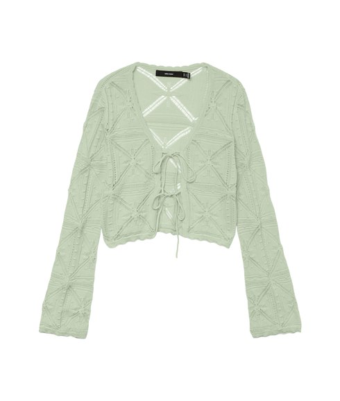 Lola Ls V-Neck Bow Cardigan - Green
