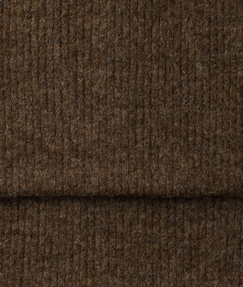 Lulu Wool Blend Narrow Knit Scarf - Brown