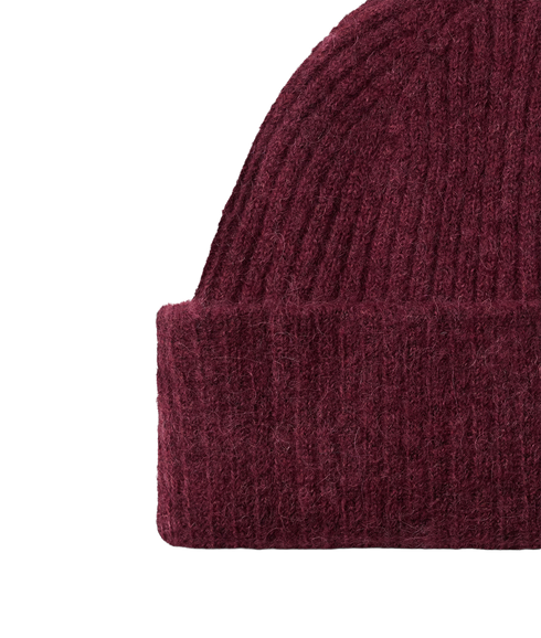 Lulu Wool Blend Knit Beanie - Red