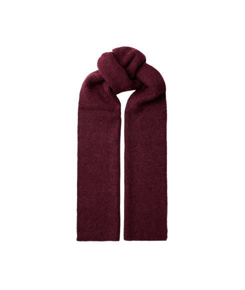 Lulu Wool Blend Narrow Knit Scarf - Red