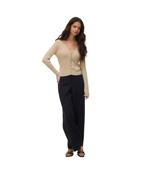 Peach Ls V-Neck Cardigan-Grey