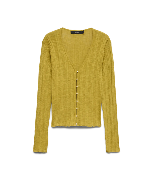 Peach Ls V-Neck Cardigan-Brown