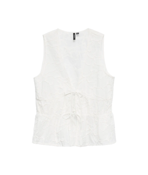 Ann Emb Sl Top Wvn-White