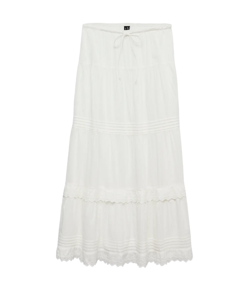 Sandy Hw Ankle Skirt Wvn-White