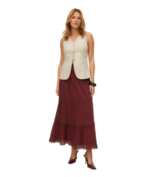 Sandy Hw Ankle Skirt Wvn-Brown