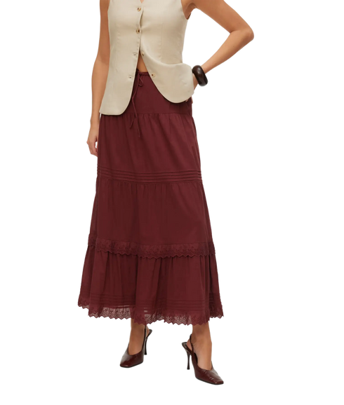 Sandy Hw Ankle Skirt Wvn-Brown