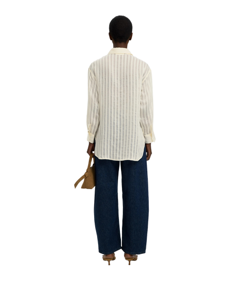 Toran Oversized LS Striped Shirt B - White