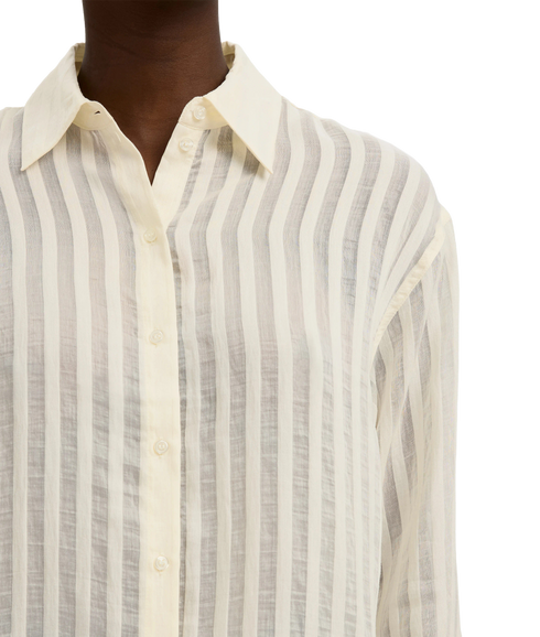 Toran Oversized LS Striped Shirt B - White