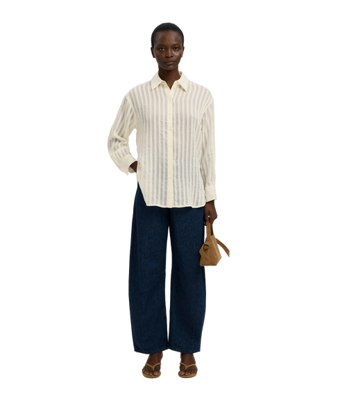 Toran Oversized LS Striped Shirt B - White